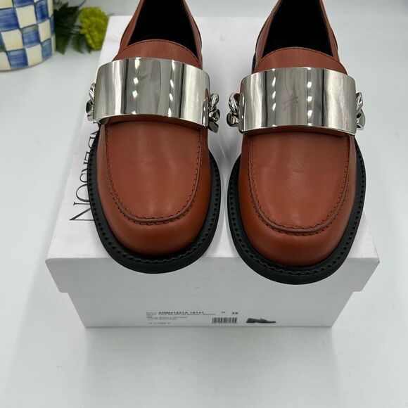 Men’s JW Anderson, gourmet chain leather loafers size 39 made in Italy